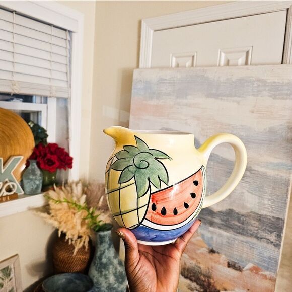 Y2K Hand-Painted Fruit Ceramic Pitcher – 9 Cup Capacity – Glossy Summer Aestheti - Picture 13 of 15